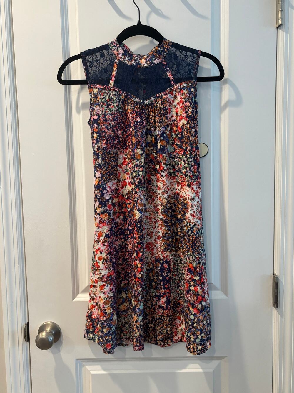 Speechless Girls Size 12 Floral Dress Navy Orange Lace Sleeveless NWT